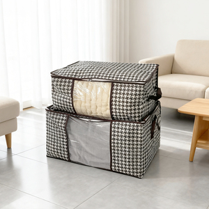 75L Xách Tay Closet <span class=keywords><strong>Organizer</strong></span> <span class=keywords><strong>Bag</strong></span> Với Dây Kéo Thêm Lưu Trữ Lớn Với Cửa Sổ Cho Áo Khoác Quần & Nhà Dệt May - Product Image 1