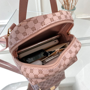 Mochila de Cuero Rosa Estampada para Mujer, Bolso de Hombro de Viaje a la Moda, Impermeable, con Logotipo Personalizado - Product Image 2