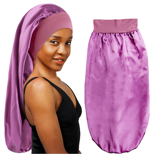 Bonnet de nuit en satin de luxe, réglable, à large bord élastique, pour cheveux longs et tressés, en polyester, pour femmes, style européen. - Product Image 1