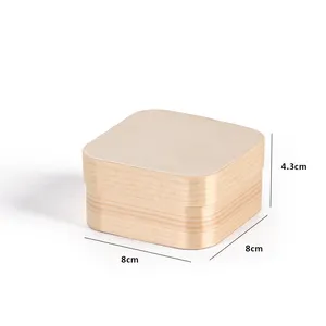 Eco Friendly Disposable Wood Food Packaging Sushi Box Wooden Cheese Cake Pastry Salad Food Box Small Round Pizza Boxes