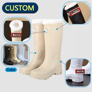 Bottes <span class=keywords><strong>de</strong></span> Pluie Tactiques en PVC Imperméables Toutes Saisons Personnalisées pour Femmes, Grande Taille, avec Bandes Réfléchissantes <span class=keywords><strong>de</strong></span> Sécurité, Doublure Chaude en Peluche Confortable - Product Image 2