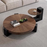 Ensemble table basse ronde moderne en bois massif MDF Mobilier design simple style bois pour bureau ou chambre à coucher salon Tables centrales