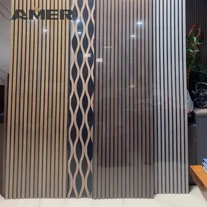 Amer Holz Latten-Akustische Paneele für Wand und Decke  3D-Geflügelte Schallabsorbierende Platte mit Holzoberfläche  Walnuss