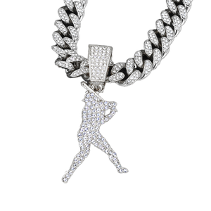 Collar de Jugador de Béisbol Unisex de Hip Hop, Chapado en Oro, con Colgante de Diamantes Iced Out, Estilo Bling - Product Image 1