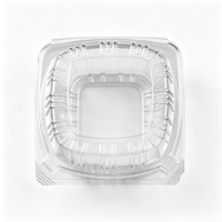 Boîte alimentaire jetable en PET transparent personnalisable en usine C53, barquette en plastique avec couvercle pour hamburger