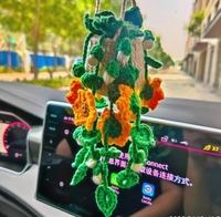 2025 crochet à la main coton pendentif créatif orchidée Pot pour voiture rétroviseur petite taille saint valentin fleurs décoratives plantes