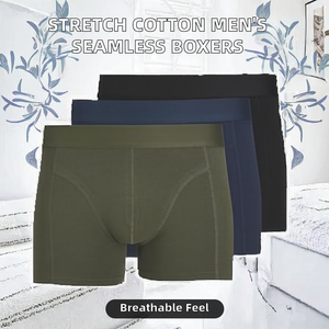 Calzoncillos bóxer de cintura media para hombre, de algodón y elastano, transpirables, suaves, cómodos, con cintura elástica, para uso diario informal. - Product Image 2