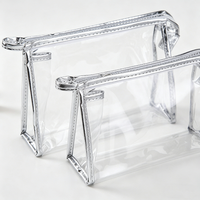 Sac de maquillage transparent OEM, étui cosmétique en PVC, pochette de toilette portable imperméable avec fermeture éclair