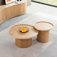 Ensemble de Tables Basses Rondes et Modernes Scandinaves en Bois pour Salon