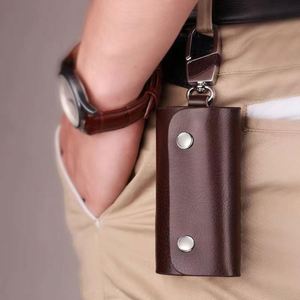 Promotion : Porte-clés en cuir de vachette véritable personnalisé, grande capacité, sacoche de ceinture pour clés, style coréen, personnalisable, multifonctionnel pour clés de voiture - Product Image 4