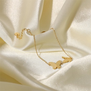 Simple O Link Chain <b>Bracelets</b> Stainless Steel Gold Plated Women butterfly <b>Shell</b> <b>Bracelet</b> Jewelry - Product Image 2