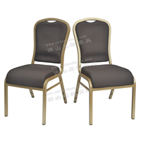 Chaise de banquet d'hôtel en métal empilable de luxe gris foncé