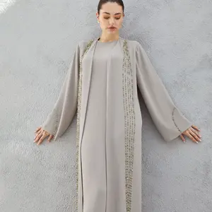 Modern New Style Modest Elegant Turkish Muslim Two Piece Wear Khimar Hijab Loriya Abaya