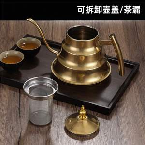 Vintage Stainless Steel Teapot Distressed Gold Finish With Lid Heat Resistant For Tea <b>Coffee</b> Soup Boiling Water Kettle - Product Image 5