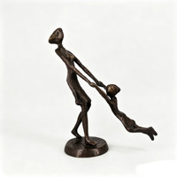 Sculpture Moderne en Cuivre Massif Mère et Fille, Art Abstrait Familial, Décoration Romantique et Chaleureuse pour la Maison, Articles de Luxe Faits à la Main