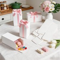 Boîte d'emballage en carton blanc recyclable pour cosmétiques avec impression de logo personnalisée, rubans inclus