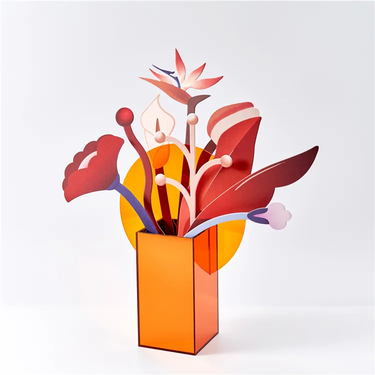 インスピレーション高級シンプル装飾最高級アクリルカスタマイズブランドロゴオフィス花瓶ホテルホームギフトボックス
