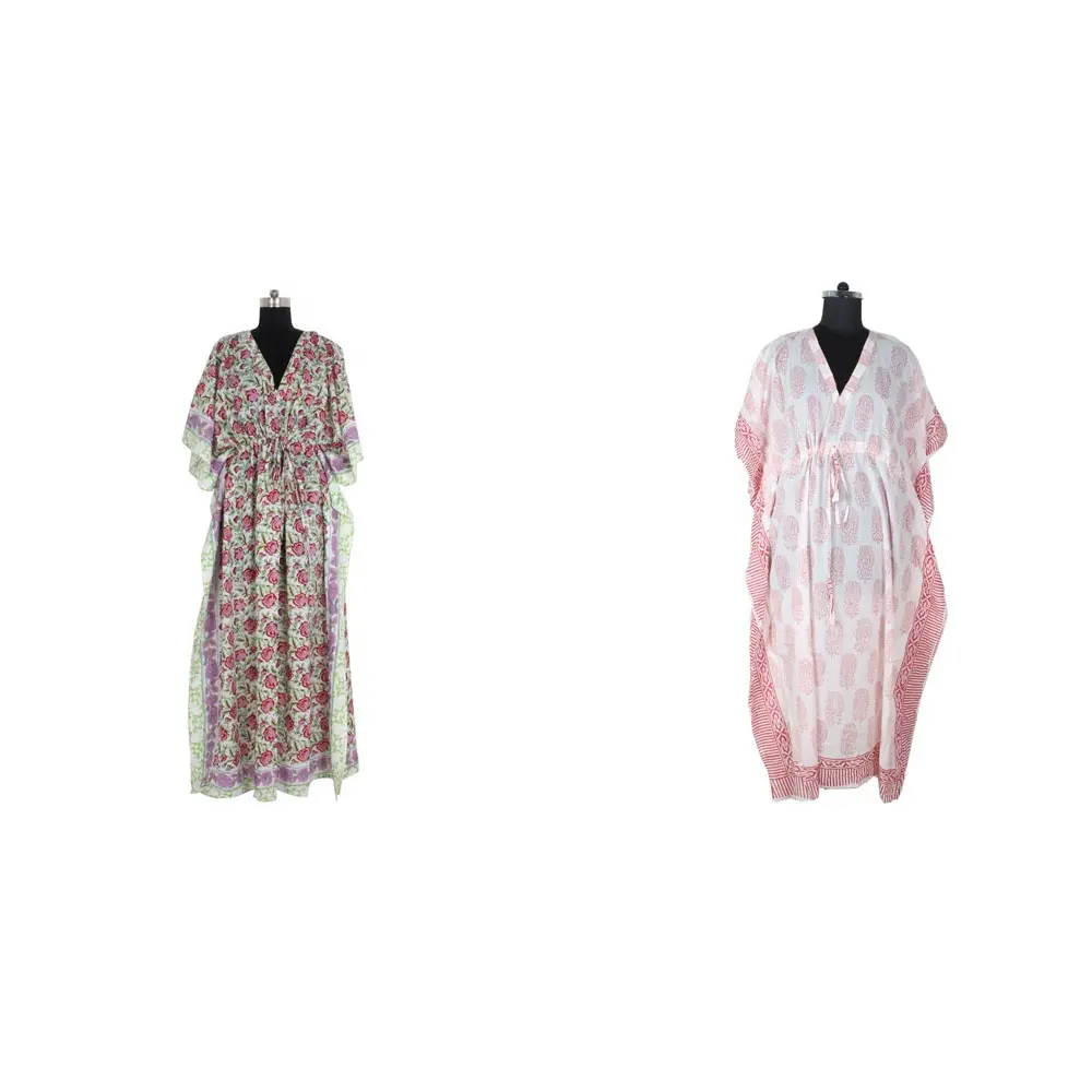 Váy Kaftan Lụa Dài Vintage Beachwear