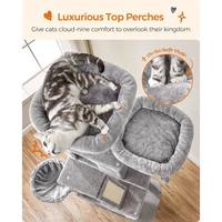 Arbre à chat de luxe en bois massif et durable, tour moderne pour chat avec 13 poteaux à gratter, emballage carton durable, jouets en sisal et plateformes de saut