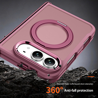 Étui de téléphone portable pliable magnétique transparent de couleur unie pour iPhone DUO, protection contre les chutes à 360 degrés avec support en alliage