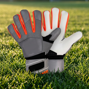 Gants de gardien de but en cuir bleu de qualité supérieure, prix de gros, antidérapants, respirants, personnalisables, pour le football professionnel - Product Image 2