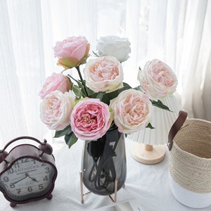 ดอกกุหลาบประดิษฐ์ CallaFloral ก้านเดี่ยว ทำจากโพลีเอสเตอร์ สำหรับตกแต่งงานแต่งงานในร่ม สีชมพูอ่อน ขาว เหลือง ม่วง - Product Image 1