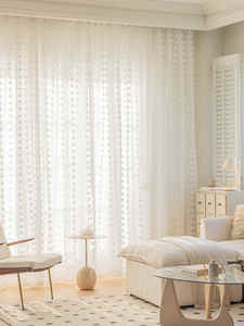 Style campagnard Beige blanc Crochet <span class=keywords><strong>rideau</strong></span> translucide ombrage lin gaze tissu pour la maison salon chambre fil cantonnière - Product Image 5