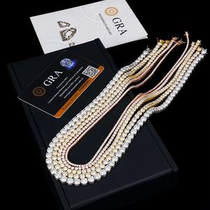 Collier chaîne à maillons en argent sterling 925 plaqué or 18 carats avec moissanite, certifié GRA, longueur personnalisable, style hip-hop, idéal pour les soirées - Product Image 1