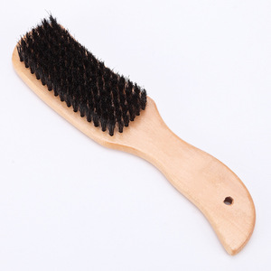 Brosse à barbe en bois massif avec poils en nylon doux, manche droit et courbé pour l'entretien de la barbe - Product Image 3