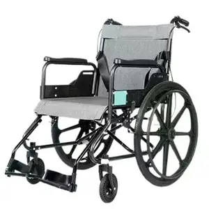 Silla de ruedas plegable manual, cómoda y estable de alta calidad para adultos con discapacidad que salen