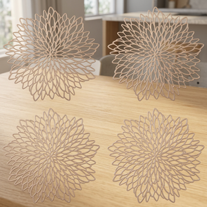 Modern Eco-Friendly Food Grade Iron Flower Style Charger <b>Plate</b> Dish Gold <b>Mat</b> Customizable Polished - Product Image 3