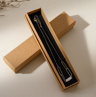 Caja de Joyería Rectangular Larga, Ecológica y Portátil de Alta Gama, con Tapa Extraíble, para Pulseras, Collares y Relojes, de Papel Rígido, Disponible en Stock