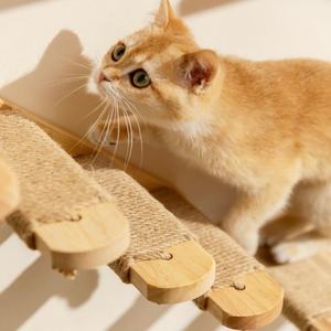 Grosir rak cakar kucing pasang dinding besar Modern kayu polos kualitas tinggi rak tempat tidur gantung kucing pohon Natal panjat dinding kucing - Product Image 3