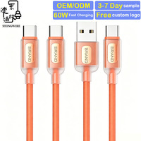 Cable USB C de Carga Rápida 60W 3A, Cable Tipo C de Silicona PD 3.1, Personalizado de Fábrica, 1m 2m 3m, Cable Cargador, Cable USB Tipo-C