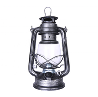 Lampe à pétrole LED vintage de 24,5 cm, lanterne de style antique, lumière décorative de camping en fer et verre synthétique