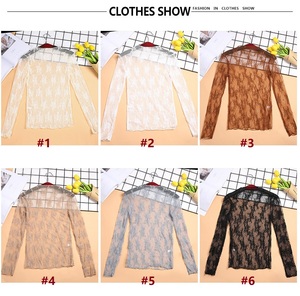 K1092 Women <strong>Net</strong> Gauze Bottoming Shirt Long-sleeved Versatile Lady Inside Lace Shirt Female Temperament <strong>Top</strong> - Product Image 2