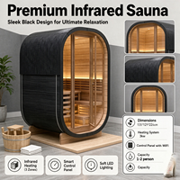 Sauna da Esterno per 2 Persone, Moderna Cabina Sauna a Cubo con Striscia LED