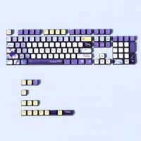 Wholesale 118-Key Purple Yellow Translucent PBT Dye Sublimation OEM Profile Keycap Set for MX Mechanical Gaming Keyboard