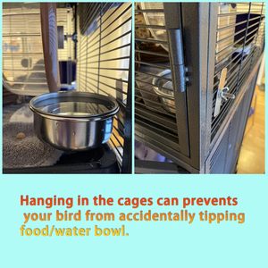 Stainless Steel <b>Bird</b> Feeding Dish Cups <b>Bird</b> <b>Feeder</b> Metal Food Water Bowl Pet <b>Cage</b> Cups Holder for <b>Bird</b> - Product Image 4