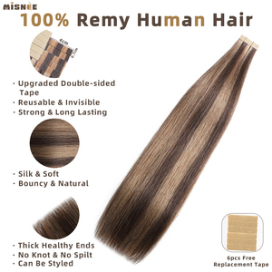 Cinta Adhesiva Estándar para el Mercado Europeo y Americano en Extensiones de Cabello, Duradera, Reutilizable, Fácil de Usar, de 18 a 26 Pulgadas, Suave y <span class=keywords><strong>Sedosa</strong></span> - Product Image 4