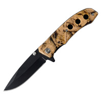 Taktisches Klappmesser im Camo-Design, OEM-anpassbar, schwarz beschichtet, 3Cr13 Stahl, Flipper-Mechanismus, Keramikkugellager, EDC, Outdoor, Camping