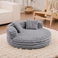 Lit rond en peluche pour chien et chat, amovible et lavable, canapé-lit portable pour animaux de compagnie, toutes saisons, vente en gros