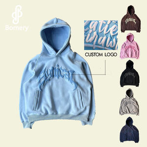 Bomery 2025 <span class=keywords><strong>Felpa</strong></span> con Cappuccio Pesante <span class=keywords><strong>Oversize</strong></span> da <span class=keywords><strong>Uomo</strong></span> Personalizzata 100% Cotone Ricamata con Stampa 3D a Rilievo - Product Image 2