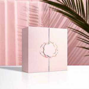 Cajas de Regalo de Papel Rosa Personalizadas con Doble Puerta, Cajas de Embalaje de Lujo para Cosméticos, Chocolates y Recuerdos de Boda con Logotipo en Relieve - Product Image 1