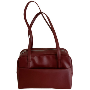 กระเป๋าสะพายไหล่สไตล์เกาหลีความจุขนาดใหญ่สีน้ำตาลสีทึบปิดด้วยซิปกระเป๋าโท้ทสำหรับใช้ในชีวิตประจำวัน - Product Image 5