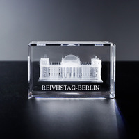 Cube en cristal gravé au laser 3D de haute qualité, respectueux de l'environnement, modèle de bâtiment allemand, logo personnalisé, petits souvenirs touristiques