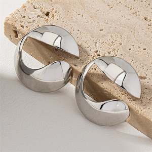 Винтажные Модные женские золотые геометрические Эффектные серьги большой металлический сушеный цветок с милыми легкосплавными большими заклепками - Product Image 4