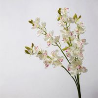 SPR Grosir Anggrek Cymbidium Buatan 7 Kepala, Bunga Putih & Hijau Lateks Sentuhan Asli untuk Dekorasi Pernikahan Natal Rumah.