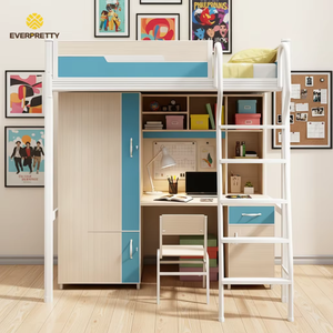Lit superposé moderne en métal pour enfants et <span class=keywords><strong>adultes</strong></span>, avec bureau, chaise et échelle, idéal pour les dortoirs scolaires, les auberges de jeunesse et les chambres. - Product Image 1