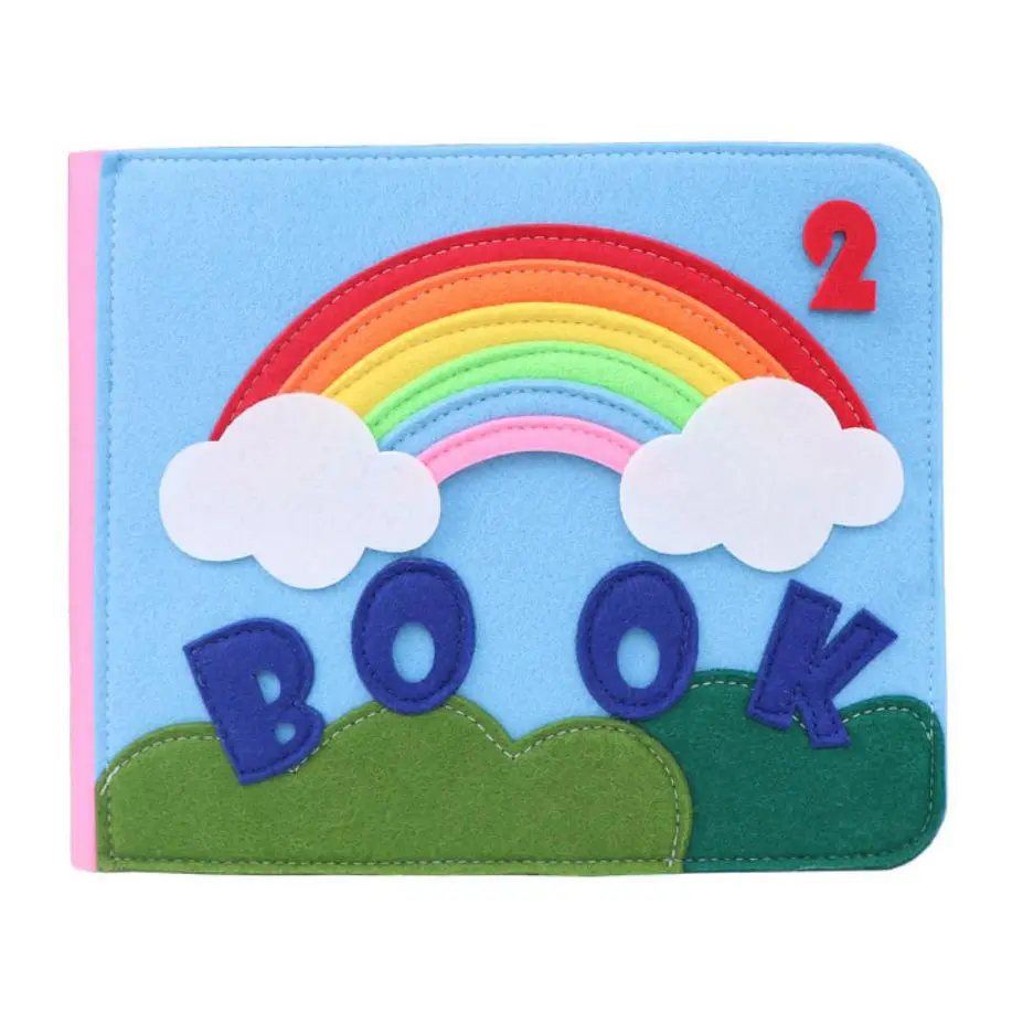 Rainbow Design Life Skills Learning Educational Toy 3D Story Book Montessori Felt Busy Book for Kids